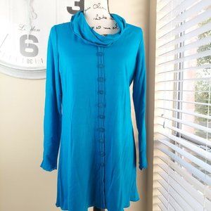 Pure Essence Woman’s Size Medium Blue Long Sleeve Shirt Tunic Blouse Bamboo